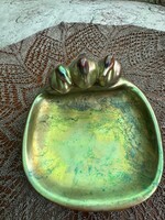 Zsolnay eozin mázas kacsás kínáló . Pajzs pecsét