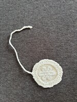 Handmade crocheted and embroidered ornament (lace applique or bookmark / hanging ornament).