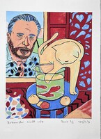 DrMáriás - Bukowski cicát néz 42 x 30 cm computer print, merített papír