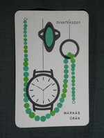 Kártyanaptár,Óra Ékszer vállalat,szaküzletek,grafikai,1966