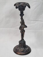 Régi bronz különleges emberalakos gyertyatartó megkímélt állapotban 202 g súlyú és 20 cm magas