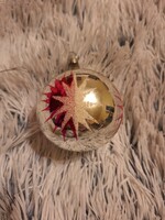 Retro üveg karácsonyfadísz - Kézzel festett, csillagmintás