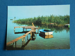 Képeslap - Balaton - 725/803 - stég, csónak, nádas