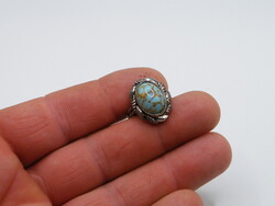 K355 Ezüstözött türkíz köves filigrán gyűrű