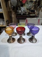 Régi ezüst talpas likörös készlet