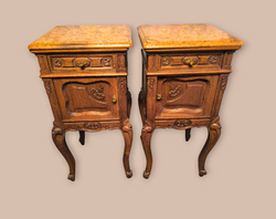 Antik barokk márványlapos éjjeliszekrény pár.