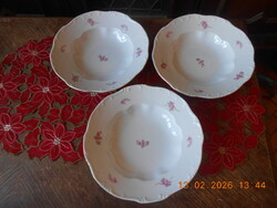 Zsolnay rózsaszín virág mintás mély tányér