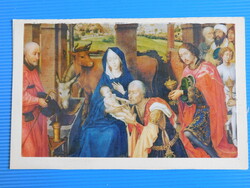 Képeslap, művészet, festmény: Epifánia, a napkeleti bölcsek az újszülött Jézus előtt