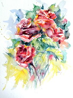 Roses-  watercolor painting -Rózsák  - akvarell festmény