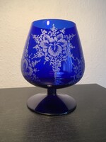 Nagy méretű kobaltkék üveg kehely