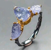 54 es Valodi Faragott Tanzanit Kézműves 925 Ezust Gyürű