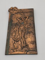 Az álom allegóriája, szecessziós  fém fali plakett