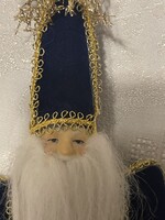 Gyönyörű retró Orosz kézműves karácsonyfa dísz, porcelán az arca, nagy.