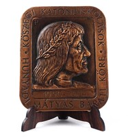 1Z171 Pátzay Pál (1896 - 1979) Kőszegi Katonaiskolások Hunyadi Mátyás Baráti Köre bronz plakett