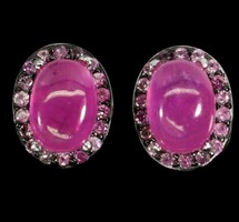 Genuine ruby and diamond cut sapphire 925 silver earrings