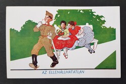 Katona,katonai vicces humoros képeslap Barasits