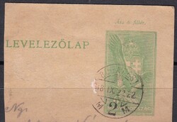 MAGYAR KIR. POSTA 6 Fillér Budapest Pecsét 1938 Levelezőlap Kivágás