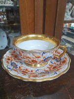 Alt Wien 1852-59,Biedermeier Christian Fischer Kézi Festett,Aranyozott,Vastag Porcelán Csésze Szett.