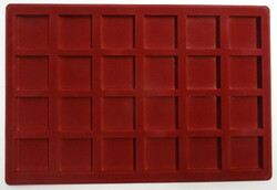 Érmetálca, érmetábla, kitüntetés tálca 24 négyzetes fészkű, vastag tetővel, Schulz gyártmány