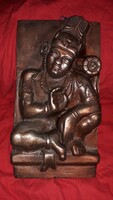 Súlyos masszív réz domborműves falikép falidísz BUDDHA ábrázolással 31 x 17 x 4 cm a képek szerint