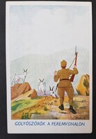 Katona,katonai vicces humoros képeslap Barasits