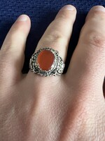 Antik karneol ezüst gyűrű