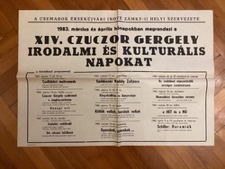 xiv. Literary and cultural days of Gergely Czuczor, 1983, poster.