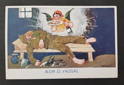 Katona,katonai vicces humoros képeslap Barasits