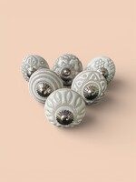 (v8 )  6 db-os vintage stílusú kézzel festett porcelán bútorgomb szett