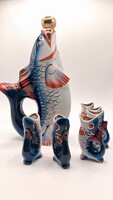 Ikonikus Szovjet Retro „Halcsalád” Porcelán Vodkás Készlet
