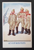 Katona,katonai vicces humoros képeslap Barasits