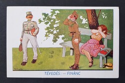 Katona,katonai vicces humoros képeslap Barasits