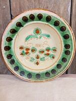 Régi vámfalusi fali tányér, feliratos, évszámos 1886