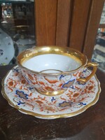 Alt Wien 1852-59,Biedermeier Christian Fischer Kézi Festett,Aranyozott,Vastag Porcelán Csésze Szett.