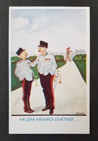 Katona,katonai vicces humoros képeslap Barasits