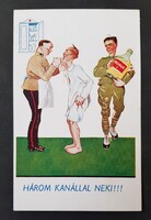 Katona,katonai vicces humoros képeslap Barasits