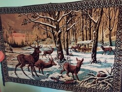 Vintage szarvasos faliszönyeg, falikárpit
