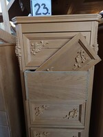 Magas, fa, fiókos, faragott szekrény