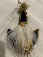 Gyönyörű retró Orosz kézműves karácsonyfa dísz, porcelán az arca, nagy.