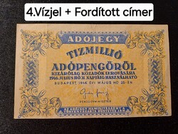 10 Millió Adópengő / Vízjeles [ Ritka ] Fordított címer / EF tartású