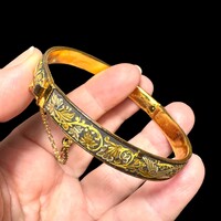 24 karát aranyozott Damascene karkötő, damaszkén toledói karperec, Toledó spanyol ékszer