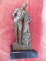 Herkules bronz kisplasztika: "Ruchot A", 19.sz. Hibátlan, szép állapotú, gránit lapon. 33 cm magas
