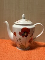 Porcelán kiöntő, kanna, kancsó, pipacsos