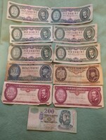 Papír 10, 20, 50, 100, és 200 forint
