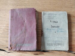 Hantos testvérek mini naptár 1944 2 darab korabeli ipari épület fotójával , jegyzetekkel, papírrégis