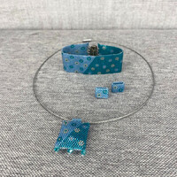 Kézműves kék gyöngyös ékszer szett