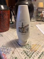 Aquincum Sopron emlékváza 17 cm, városkép dekor, aranyszegély