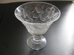 Retro Luminarc üveg gyümölcs mintás talpas kehely