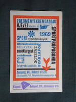 Kártyanaptár,Sportpropaganda vállalat,jegyárusítás,zászlók,könyvek,Budapest,1969