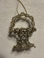 Retró virágkosár  gyöngyös, karácsonyi dísz, gyönyörű.